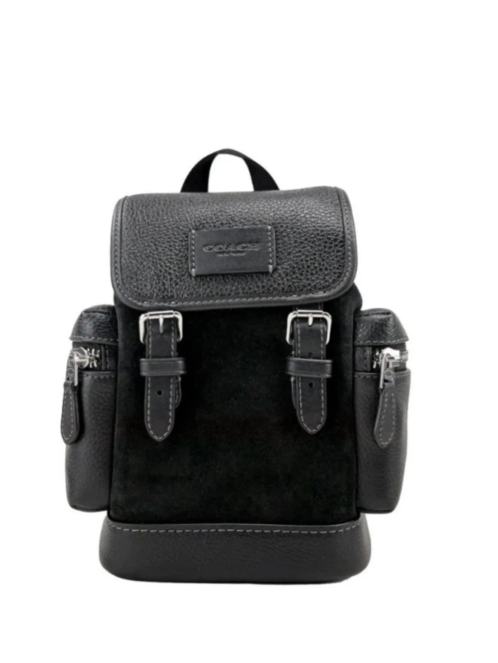 Coach Black Suede Pebble Leather Sprint Sling Pack Backpack